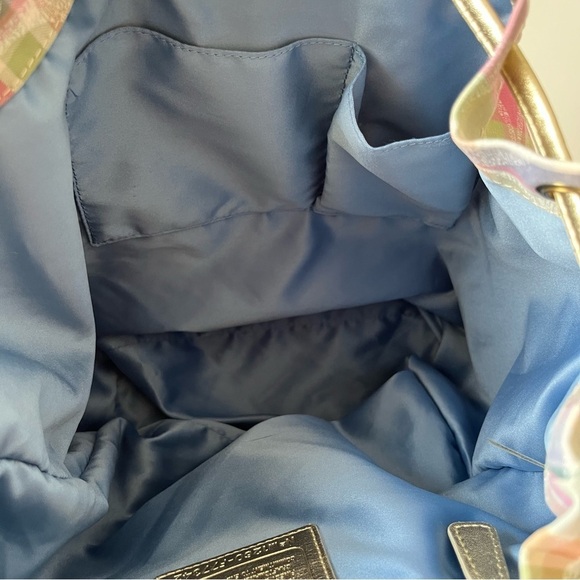 Coach Daisy Madras Packable Plaid Backpack With Matching Wallet - Picture 6 of 10